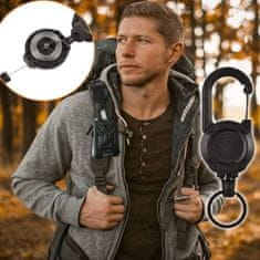 HOME & MARKER® Uvlačivi privjesak za ključeve s čeličnim užetom 60 cm, automatsko namatanje, karabiner kopča (2 kom) | TACTKEY