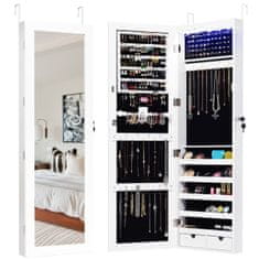 Northix Ormarić za nakit s 15 LED lampica i ogledalom 37x9,6x120 cm bijeli