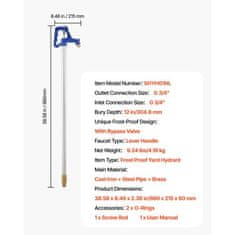 VEVOR Vrtni hidrantski ventil otporan na smrzavanje 980x215x60 mm