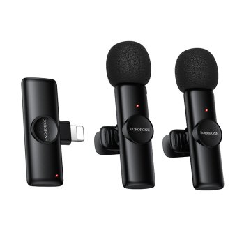 Borofone BFK16A bežični lavalier mikrofon Lightning 2kom, crni