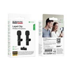Borofone BFK16A bežični lavalier mikrofon USB-C 2kom, crni