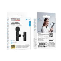 Borofone BFK16 bežični lavalier mikrofon USB-C, crni