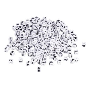 Rayher.	 Perlice s brojevima, plastične, kockaste, bijele, 5 x 5 mm