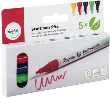 Rayher.	 Set tekstilnih markera,uski, od 5 komada