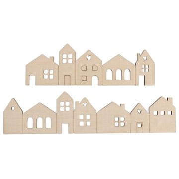 Rayher.	 Drveni ukras Mini kućice 10,6x3,4 cm i 14,1x3,4 cm 2 kom