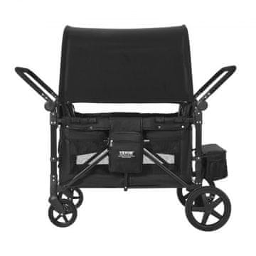 VEVOR Kolica za bebe 4 sjedala sklopiva gurni povuci 165x725x125 cm crna