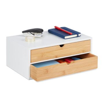 Northix Bambus organizator za stol s 2 ladice MDF ured i dom