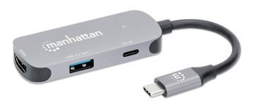 Manhattan 3-u-1 USB-C na HDMI doking stanica, siva