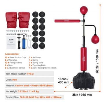 VEVOR Vreća za udaranje s postoljem FYB-2 965x480x1580 mm Crvena