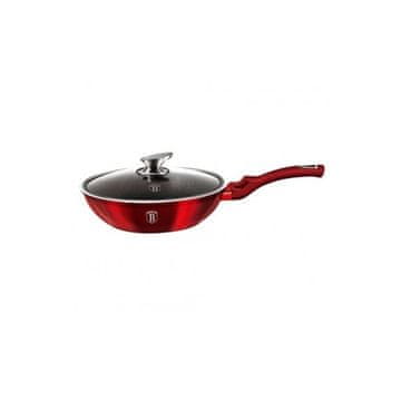 Berlingerhaus WOK tava s poklopcem i mramornom površinom BH 1265 28 cm Metallic Line red