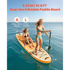 VEVOR Naduvna SUP daska 3.23x84x15 cm s sjedalom