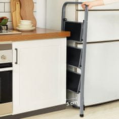 Songmics Preklopna ljestve 3 stepenice 465x745x105 cm Siva