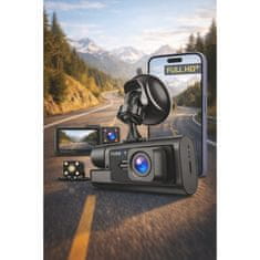 Farrot Auto kamere FULL HD 3v1 kamera za nadzor vozila (prednja, stražnja i središnja), Wi-Fi, G-senzor, kut gledanja 170°, aplikacija