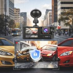 Farrot Auto kamere FULL HD 3v1 kamera za nadzor vozila (prednja, stražnja i središnja), Wi-Fi, G-senzor, kut gledanja 170°, aplikacija