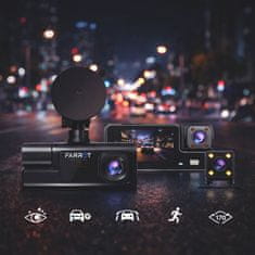 Farrot Auto kamere FULL HD 3v1 kamera za nadzor vozila (prednja, stražnja i središnja), Wi-Fi, G-senzor, kut gledanja 170°, aplikacija