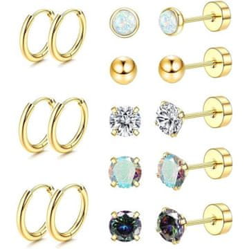 VIVVA® Naušnice od kirurškog čelika 316L – hipoalergenske, set 8 pari, bez nikla | LUXGENIC