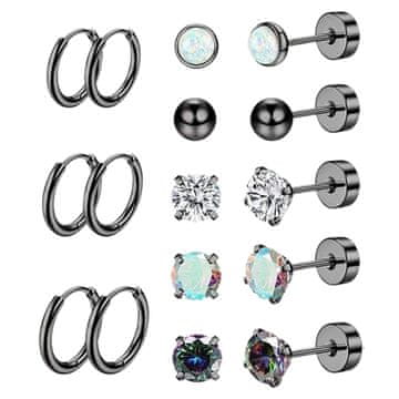 VIVVA® Naušnice od kirurškog čelika 316L – hipoalergenske, set 8 pari, bez nikla | LUXGENIC