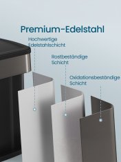 Songmics Kuhinjski kante za smeće 2 pregrade 476x377x669 cm Siva