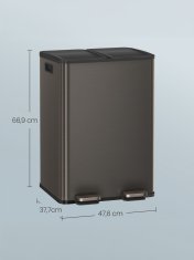 Songmics Kuhinjski kante za smeće 2 pregrade 476x377x669 cm Siva