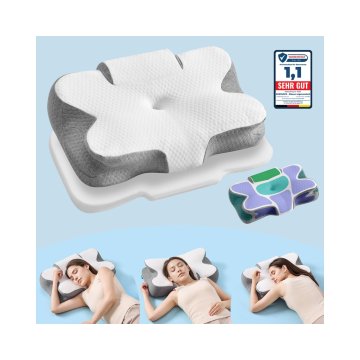 Songmics Ergonomski jastuk 59x40 cm bijela siva