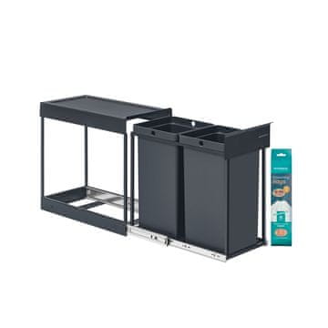 Songmics Kanta za kuhinjski otpad 486x254x44 cm Siva 2 pretinca
