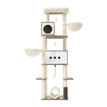 Songmics Stablo za mačke višeslojna kućica za mačke 60x60x197 cm greige