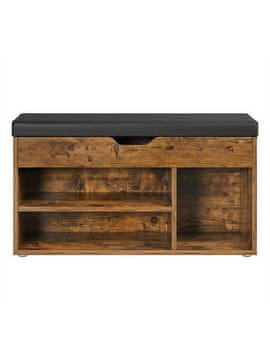 Songmics Klupa za cipele s 3 pretinca 30x80x44 cm smeđa