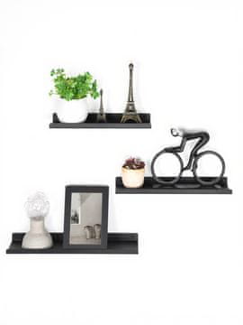 Songmics Set zidnih polica 3 komada 40x11x25 cm crne boje