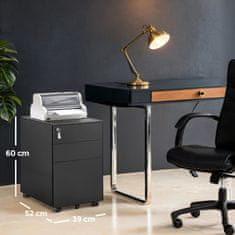 Songmics Pokretni ormarić za dokumente 39x60x52 cm Crni