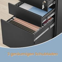 Songmics Pokretni ormarić za dokumente 39x60x52 cm Crni