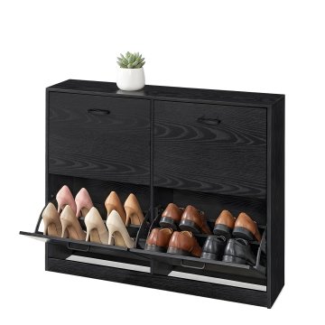 Songmics Ormarić za cipele 4 pretinca 24x105.5x82.7 cm crni