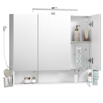 Songmics Kupaonski ormarić Ogledalo ormarić 165x90x75 cm Bijela