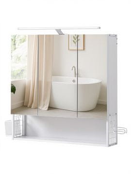 Songmics Ormarić za kupaonsko ogledalo 146x701x701 cm Bijeli