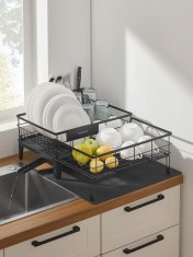 Songmics Oslon za sušenje posuđa 31x42x185 cm Crni