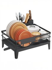 Songmics Oslon za sušenje posuđa 31x42x18.5 cm Crni