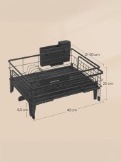 Songmics Oslon za sušenje posuđa 31x42x185 cm Crni