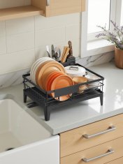 Songmics Oslon za sušenje posuđa 31x42x18.5 cm Crni