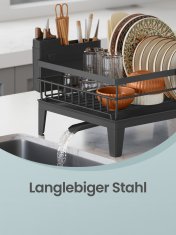 Songmics Oslon za sušenje posuđa 31x42x18.5 cm Crni