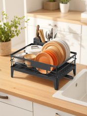 Songmics Oslon za sušenje posuđa 31x42x18.5 cm Crni