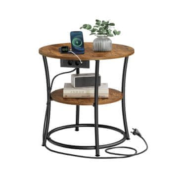 Songmics Bočni stol okrugli 55x55 cm smeđi