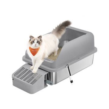 Songmics Kutija za pijesak za mačke 62x42x30 cm Siva nehrđajući čelik