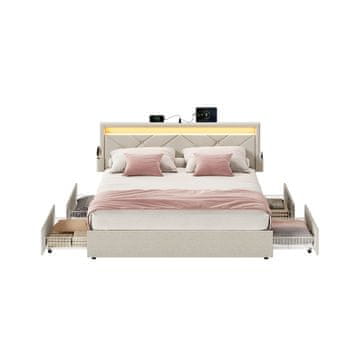 Songmics Okvir kreveta 210.2x149x88.2 cm Bež