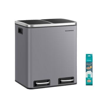 Songmics Kanta za reciklažu 2 pregrade 41x31.5x47 cm Siva