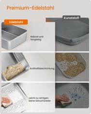 Songmics Kutija za pijesak za mačke 62x42x30 cm Siva nehrđajući čelik