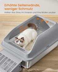 Songmics Kutija za pijesak za mačke 62x42x30 cm Siva nehrđajući čelik
