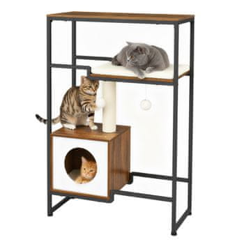 Songmics Stablo za mačke 74x34x114 cm smeđe boje