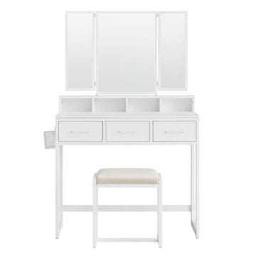 Songmics Toaletni stol s 3-panelnim sklopivim ogledalom 40x90x141 cm boja greige