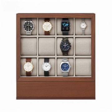 Songmics Kutija za satove 12 pregrada 155x30x332 cm smeđa