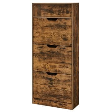 Songmics Ormarić za cipele 3 pregrade 24x60x139 cm smeđa
