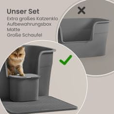 Songmics Kutija za pijesak za mačke ekstra velika 635x75x33 cm siva